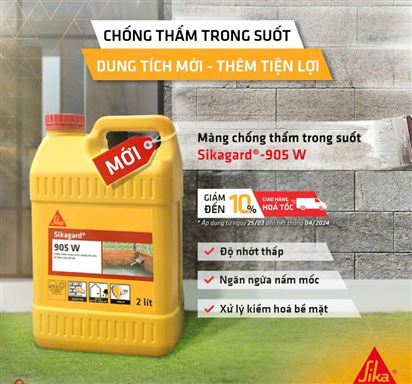 Sikagard 905W chống thấm mặt tường ngoài - Phụ gia chống thấm, tăng cứng bề mặt dạng thẩm thấu không màu